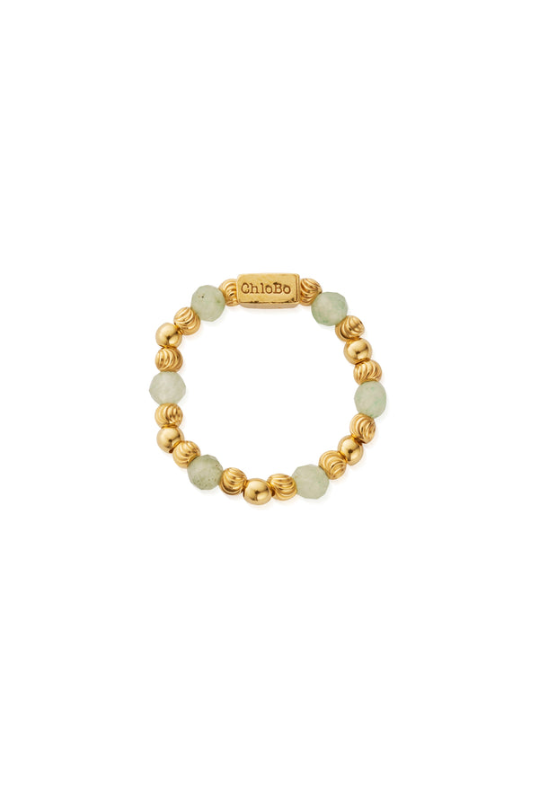 ChloBo Happiness Aventurine Ring in Gold Plated Sterling Silver *