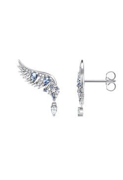 Thomas Sabo Phoenix Wing With Blue & White Stones Earrings