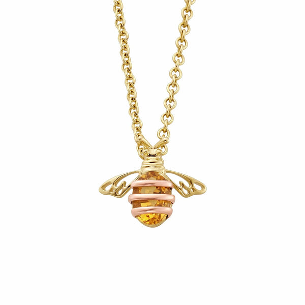 Clogau 9ct Gold Natures Wonder Honey Bee With Citrine Necklace HNBCP