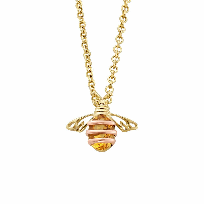 Clogau 9ct Gold Natures Wonder Honey Bee With Citrine Necklace HNBCP
