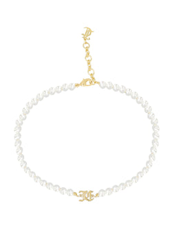 Juicy Couture Joelle JC Pearl Choker Necklace Gold Plated