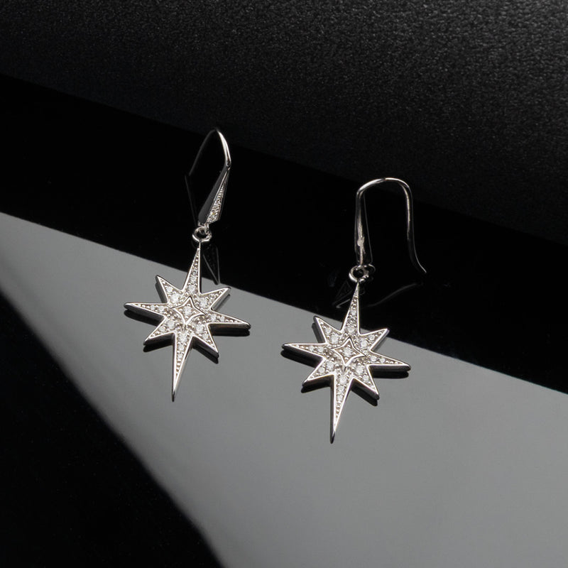 Kit Heath Silver Celeste North Star CZ Grande Drop Earrings 50457CZ