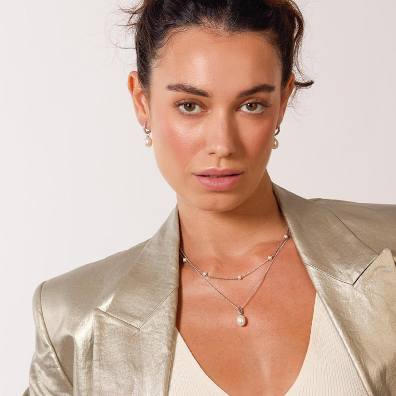 The Revival Classic Pearl Glitz CZ Necklace, a silver necklace from Kit Heath, available at OD’s Jewellers in St Helens