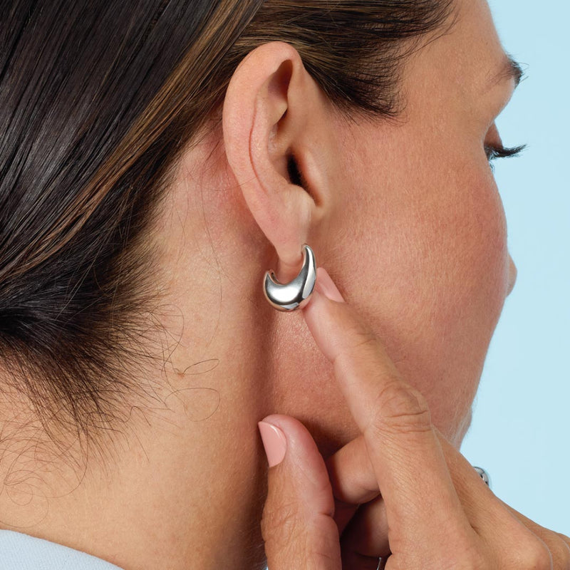 The Kit Heath Coast Pebble Smooth Grande Semi Hoop Stud Earrings, a silver earrings from Kit Heath, OD’s Jewellers in St Helens