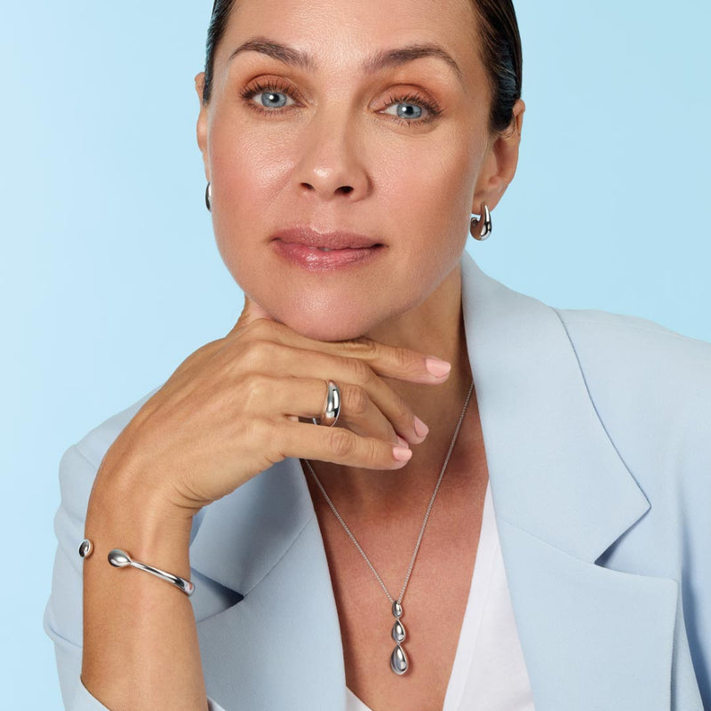 The Kit Heath Coast Pebble Smooth Triple Grande necklace, a silver necklace from Kit Heath, available at OD’s Jewellers in St Helens