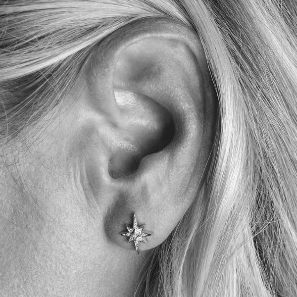 Kit Heath Silver Celeste North Star CZ Earrings 30456CZ