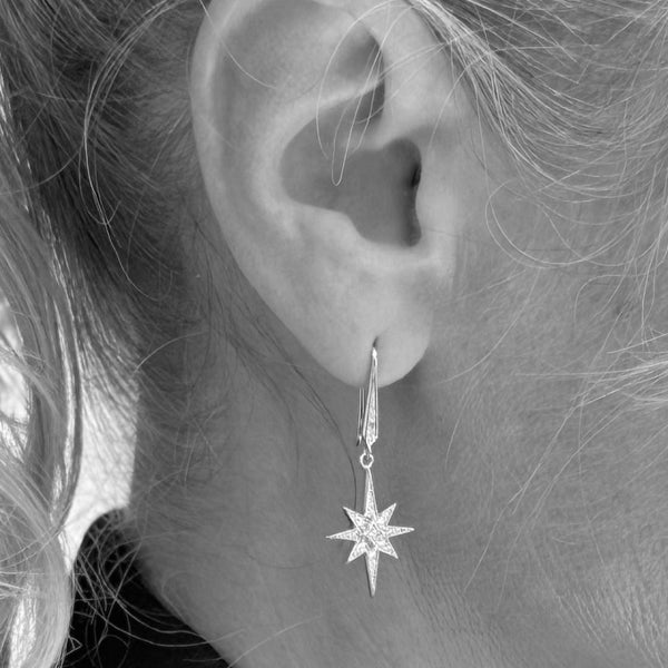 Kit Heath Silver Celeste North Star CZ Grande Drop Earrings 50457CZ