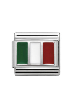 Composable charm link representing the Italian flag for Nomination bracelets. Show your Italian pride!