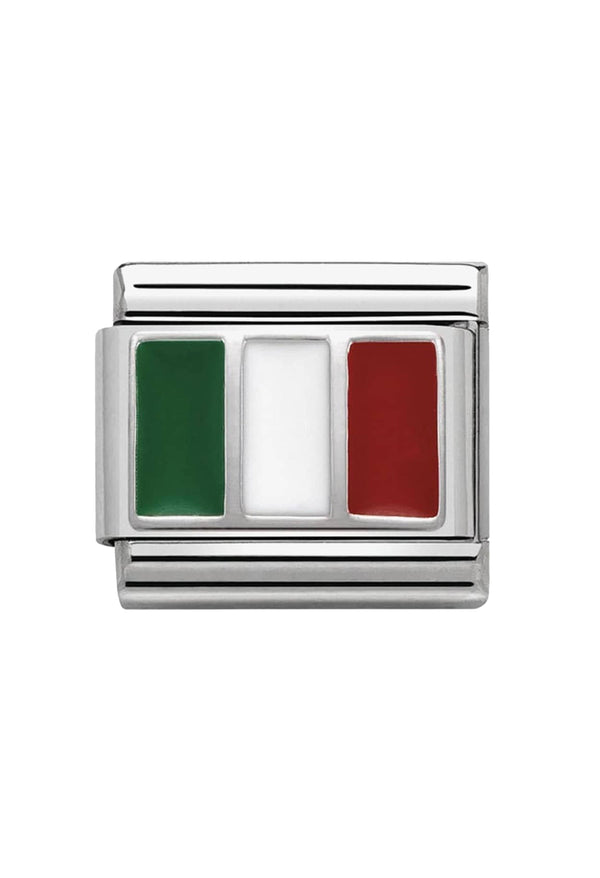 Composable charm link representing the Italian flag for Nomination bracelets. Show your Italian pride!
