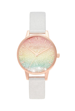 Olivia Burton Ladies Midi Rainbow Glitter Wishing Watch *