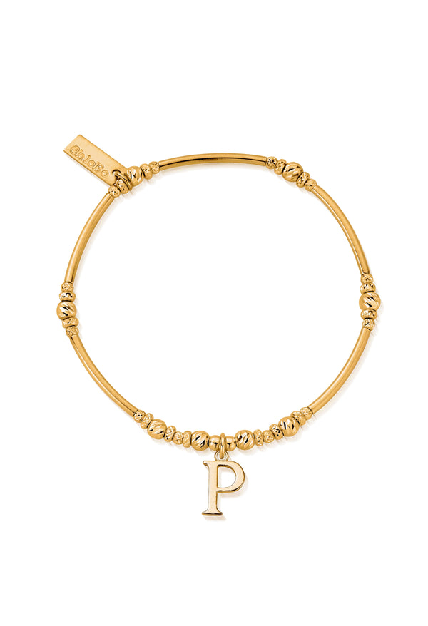 ChloBo Iconic Initial P Bracelet in Silver Gold Plated