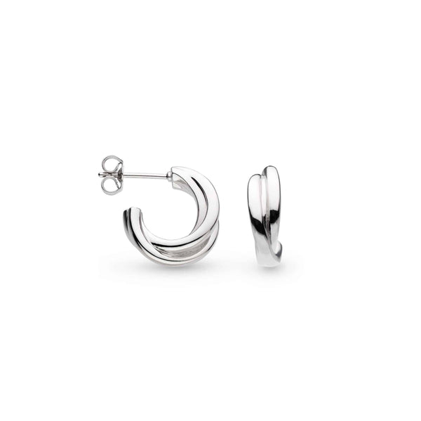 The Kit Heath Bevel Trilogy semi hoop stud earrings, a silver earrings from Kit Heath, available at OD’s Jewellers in St Helens