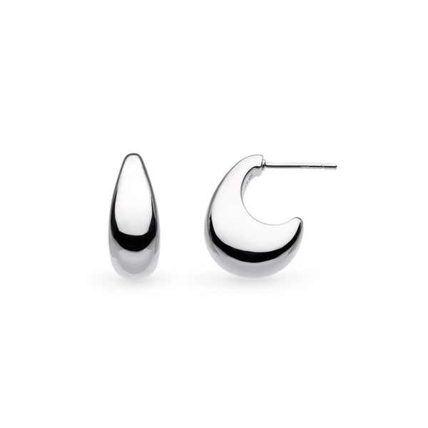 The Kit Heath Coast Pebble Smooth Grande Semi Hoop Stud Earrings, a silver metal earrings from Kit Heath, available at OD’s Jewellers in St Helens