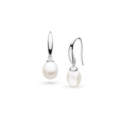The Kit Heath Revival Classic Pearl Drop Earring, a silver pearl drop earring by Kit Heath, at OD’s Jewellers in St Helens