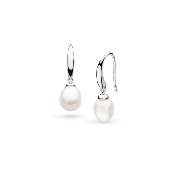 The Kit Heath Revival Classic Pearl Drop Earring, a silver pearl drop earring by Kit Heath, at OD’s Jewellers in St Helens