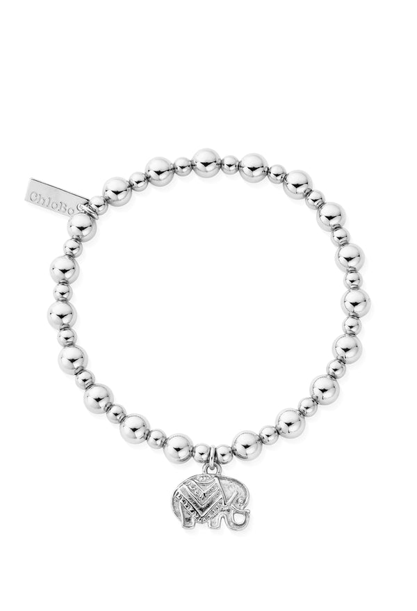 ChloBo Mini Small Ball Elephant Bracelet Silver