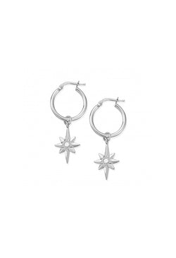 ChloBo Lucky Star Hoop Earrings in Silver