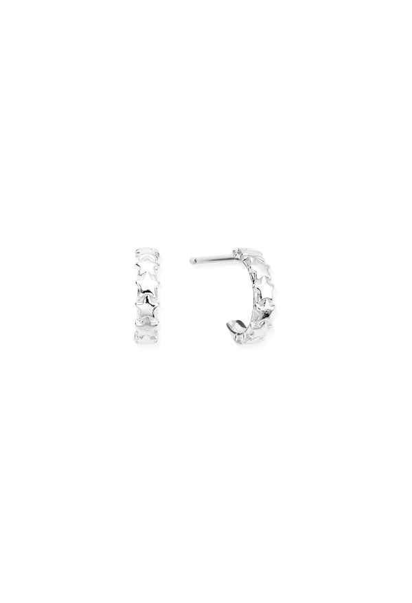 ChloBo Tiny Multi Star Huggie Earrings Silver