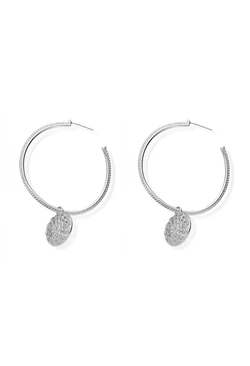 ChloBo Monnoflower Hoop Earrings Silver