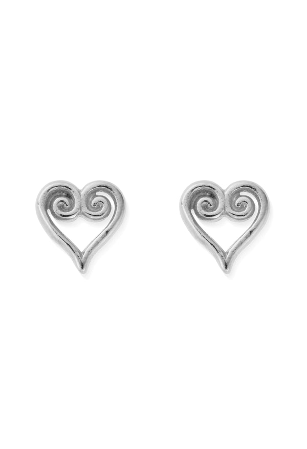 ChloBo Scroll Heart Stud Earring in Silver