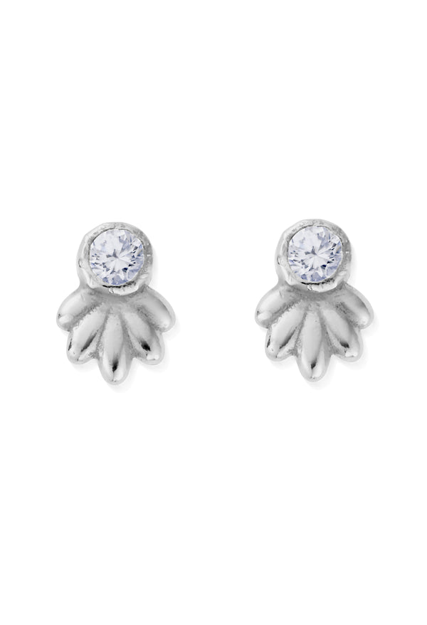 ChloBo Glistening Flower Bud Stud Earring in Silver