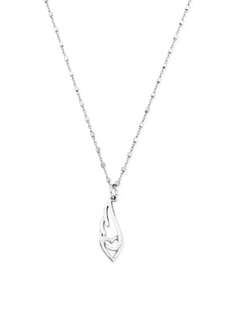 ChloBo Heart & Angel Wing on a Delicate Cube Chain Necklace Silver
