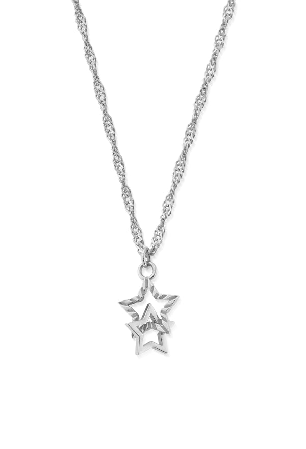 ChloBo Interlocking Star With Twisted Rope Chain Necklace in Silver