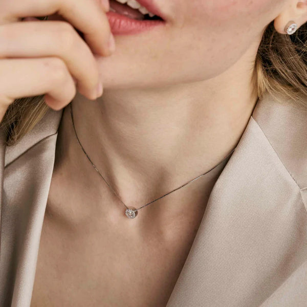 Nomination Seidivina Cubic Zirconia Halo Necklace Silver