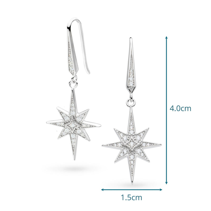 Kit Heath Silver Celeste North Star CZ Grande Drop Earrings 50457CZ