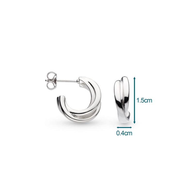 The Kit Heath Bevel Trilogy Semi Hoop Stud Earrings, a silver metal earrings from Kit Heath, available at OD’s Jewellers in St Helens