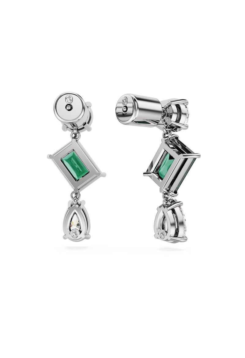 Swarovski Mesmera Drop Mixed Cut Green Earrings Rhodium Plated