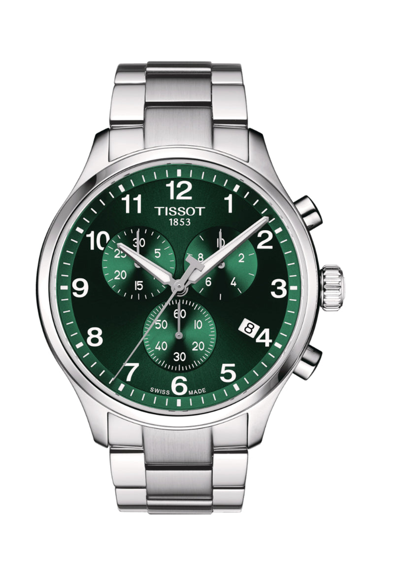 Gents Tissot Chrono XL Green Dial Bracelet Watch Stainless Steel