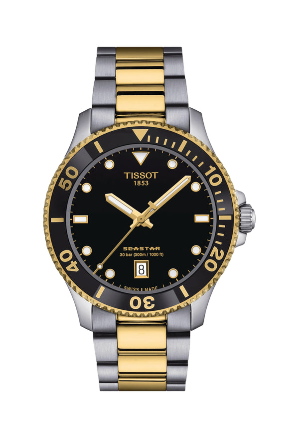 Gents Tissot Seastar 1000 40mm Black Dial Bracelet Watch Stainless Steel GP