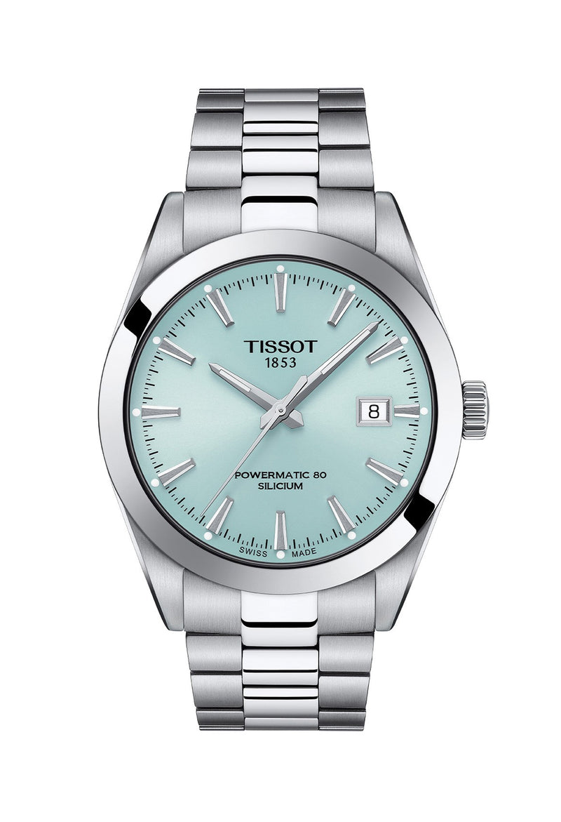 Mens Tissot Gentleman Powermatic 80 Silicium Bracelet Watch Stainless Steel