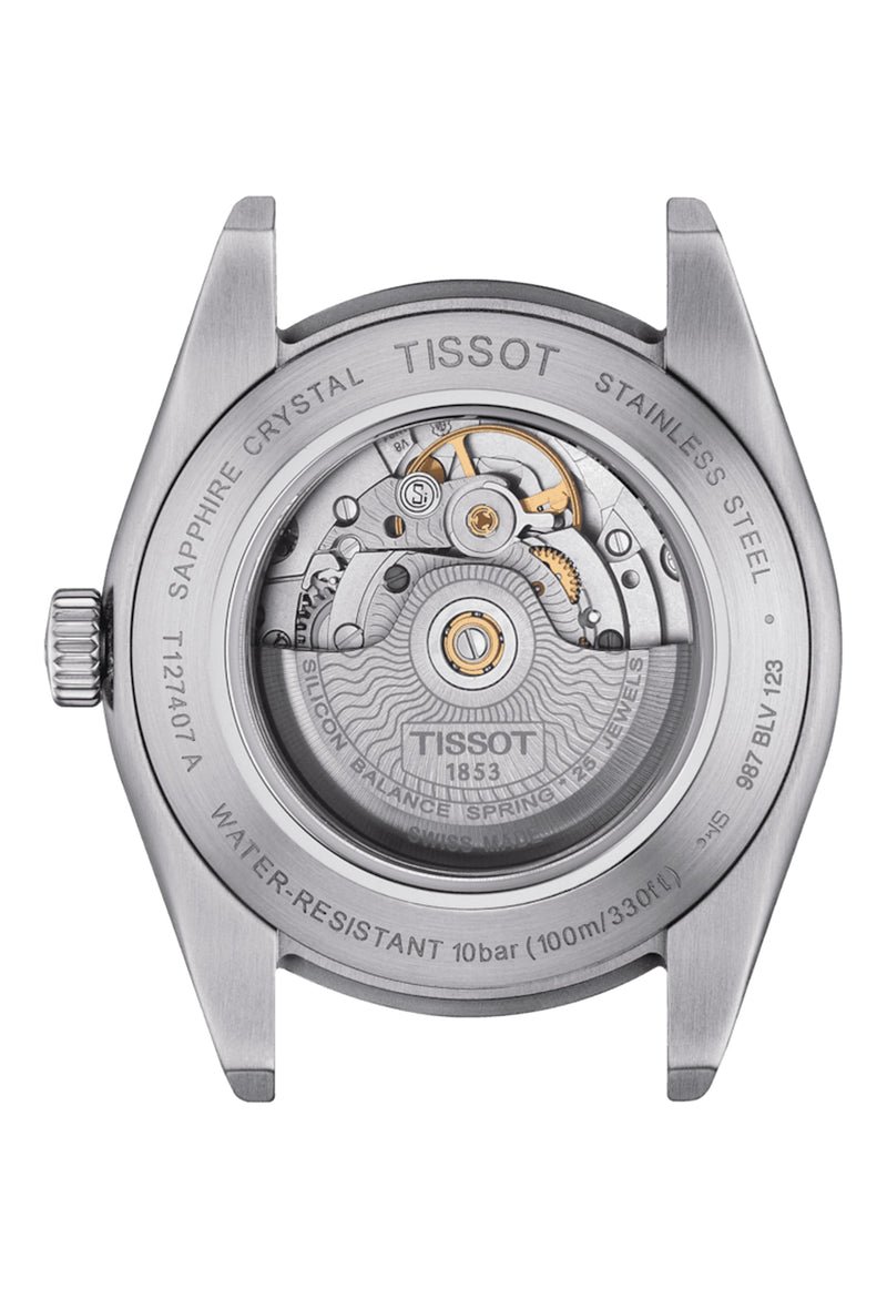 Mens Tissot Gentleman Powermatic 80 Silicium Bracelet Watch Stainless Steel