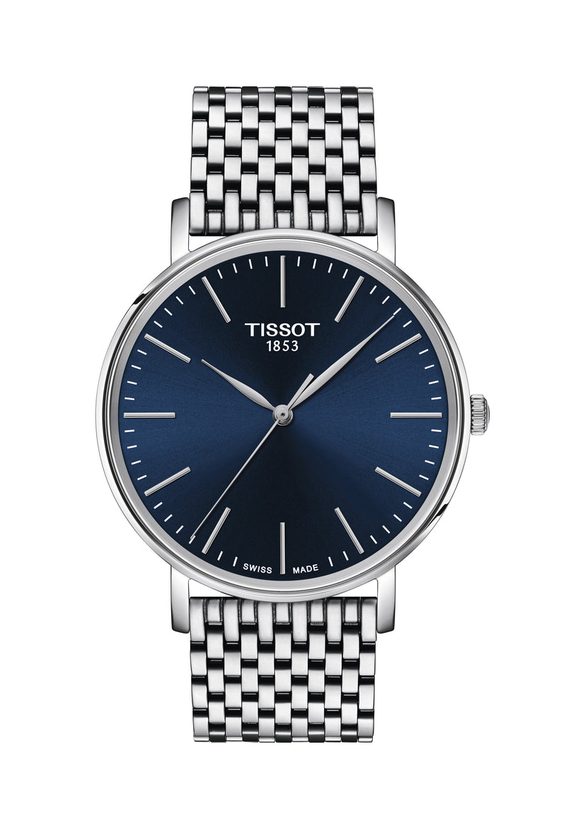 Mens Tissot Everytime Blue Dial Stainless Steel Bracelet Watch