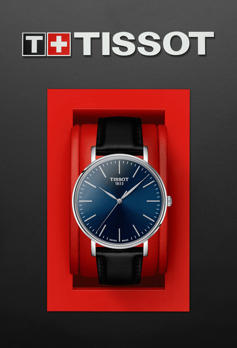 Gents Tissot Everytime Blue Dial Strap Watch Stainless Steel