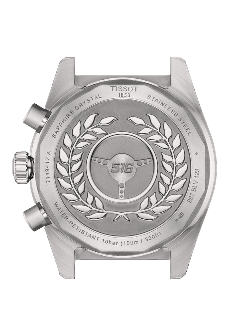 Mens Tissot PR516 Black Dial Chronograph Bracelet Watch Stainless Steel GP