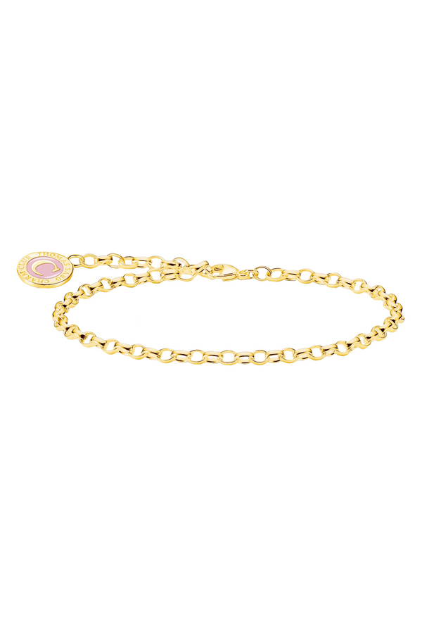 Thomas Sabo Charm Bracelet With Pink Charmista Coin Silver Gold Plated