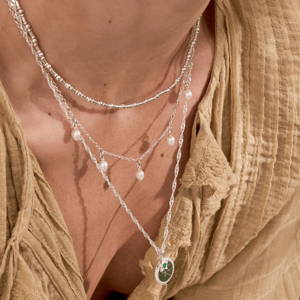ChloBo Ethereal Multi Pearl Drop Necklace Sterling Silver
