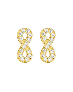 Elegant gold-plated Thomas Sabo Infinity stud earrings. Symbolizing forever, detailed with cubic zirconia stones.