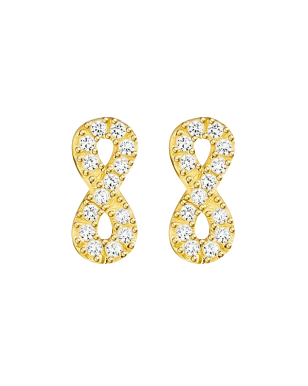 Thomas Sabo Pair of Cubic Zirconia Infinity Stud Earrings in Silver Gold Plated