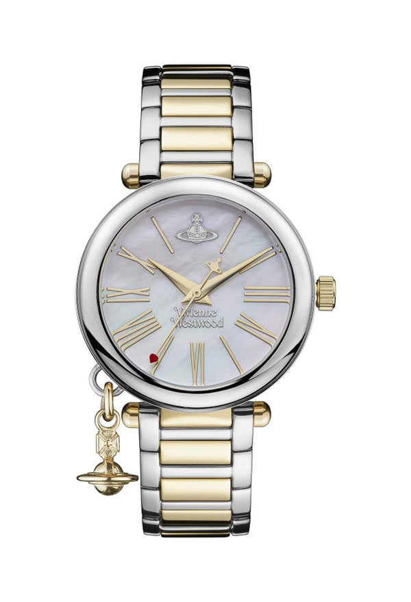Vivienne Westwood Ladies Mother Orb Watch, two-tone stainless steel gold-plated watch from Vivienne Westwood, OD’s Jewellers St Helens