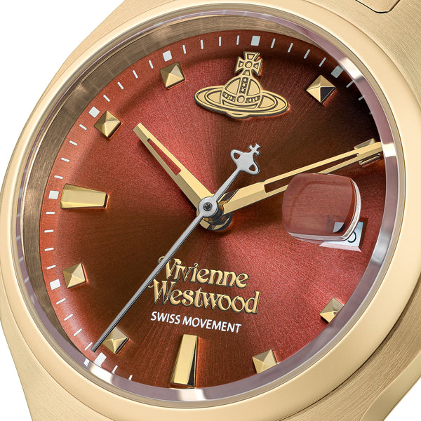 The Vivienne Westwood Little Camberwell rust dial watch, a gold plated watch from Vivienne Westwood, available at OD’s Jewellers in St Helens