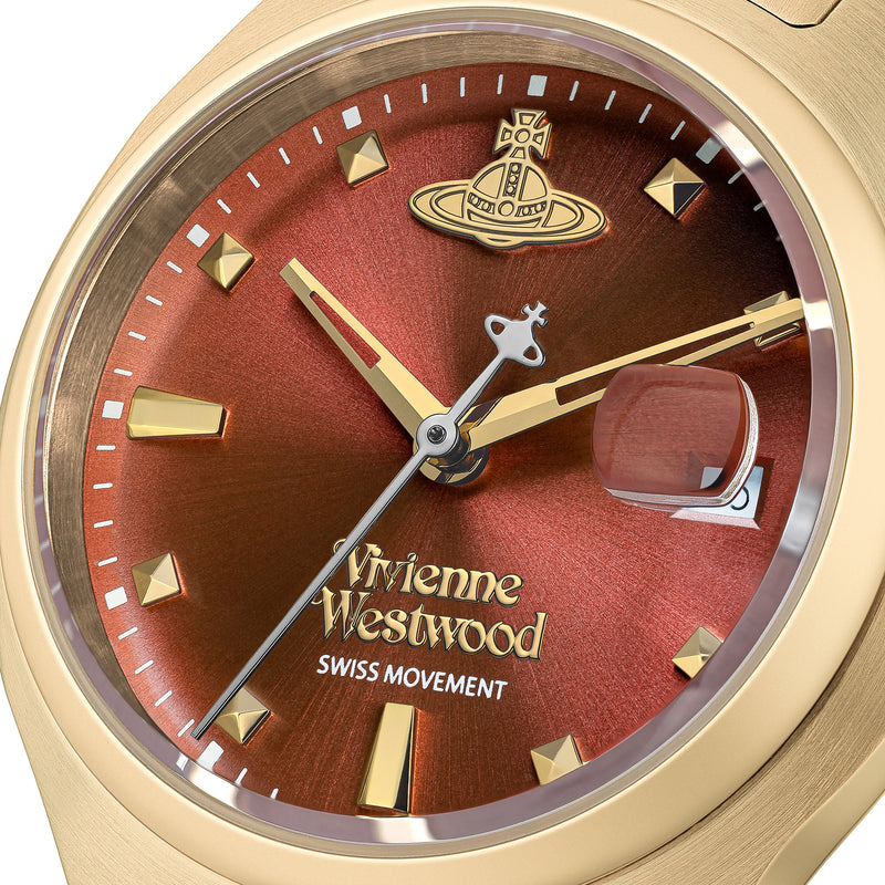 The Vivienne Westwood Little Camberwell rust dial watch, a gold plated watch from Vivienne Westwood, available at OD’s Jewellers in St Helens