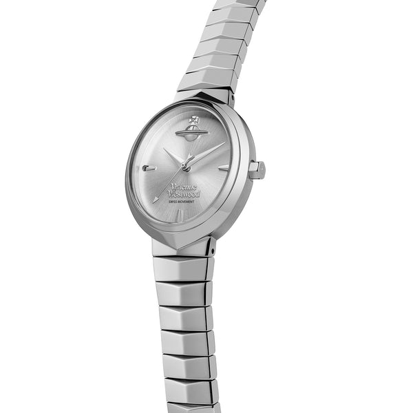 The Vivienne Westwood Ladies Armour Silver Dial Bracelet Watch Stainless Steel, a silver stainless steel bracelet watch from Vivienne Westwood, available at OD’s Jewellers in St Helens