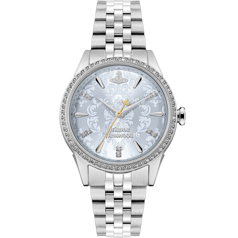Vivienne Westwood Ladies Wallace Pale Blue Crystal Dial Stainless Steel Bracelet Watch
