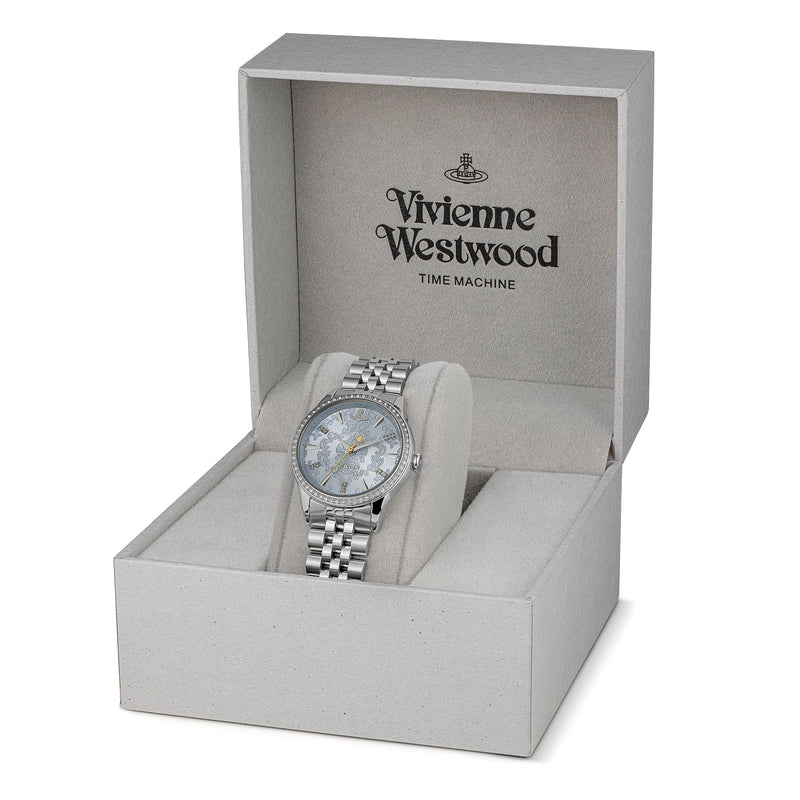 Vivienne Westwood Ladies Wallace Pale Blue Crystal Dial Stainless Steel Bracelet Watch