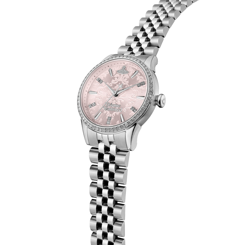 Vivienne Westwood Ladies Wallace Pink Crystal Dial Bracelet Watch VV32