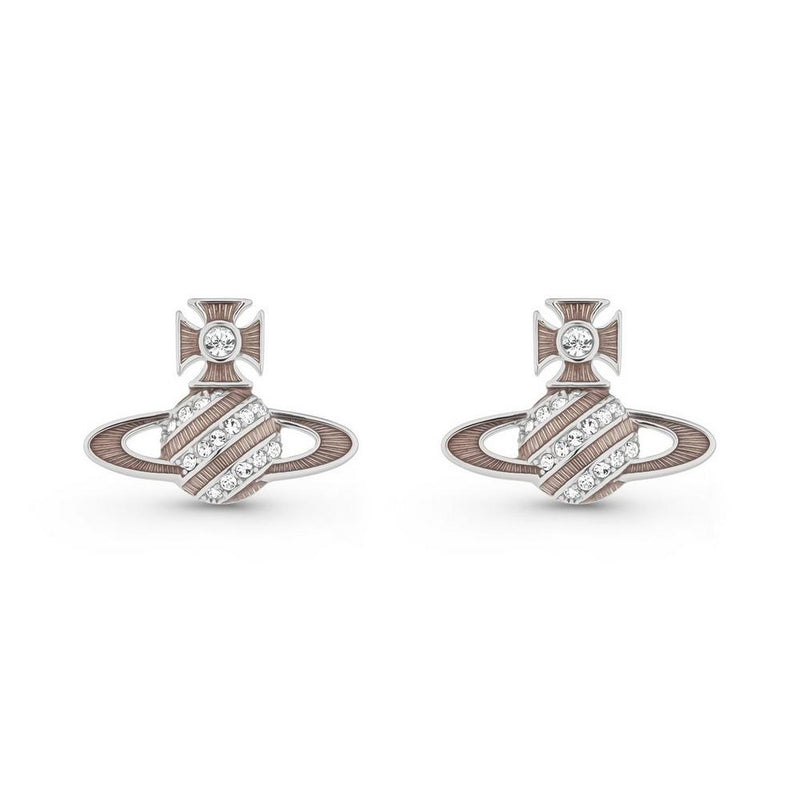 Vivienne Westwood Vintage Rose Crystal Assita Bas Relief Earrings Platinum Plated